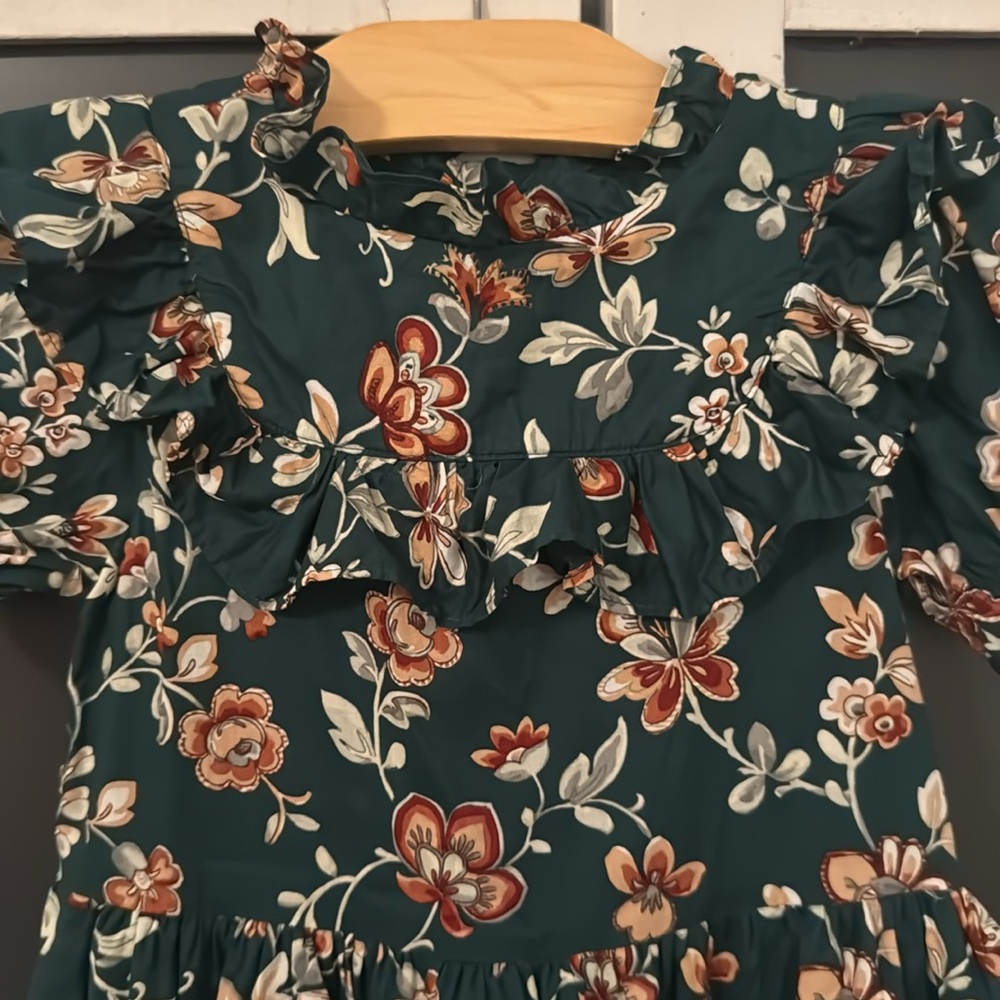 Janie & Jack 6T Floral Green Girls Dress - Picture 4 of 9